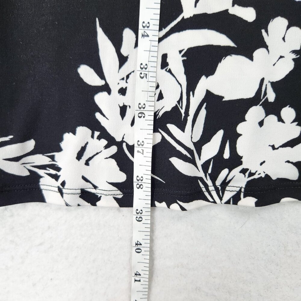 Chicos Dress Women 2 Black White 12 Floral Short Sleeve Midi Lightweight Casual - Picture 5 of 11